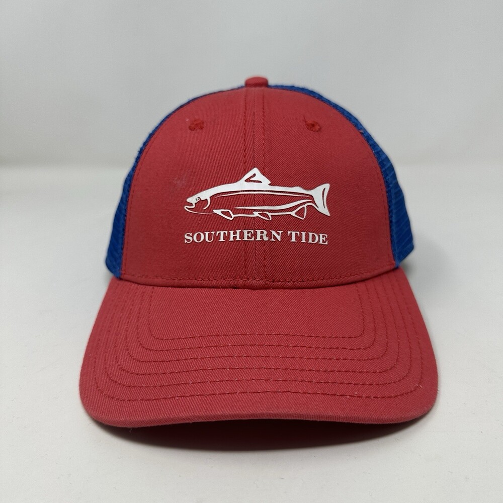 Southern Tide Hat Cap Strap Back Men Red Blue Mesh Back Trucker Logo Outdoor
